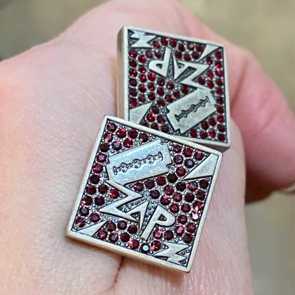 NEIMAN MARCUS Red Swarovski STEAMPUNK Cufflinks - Picture 2 of 10